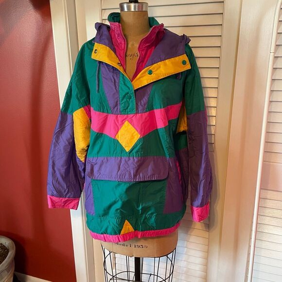 VINTAGE | multicolor ski jacket M - Picture 2 of 9